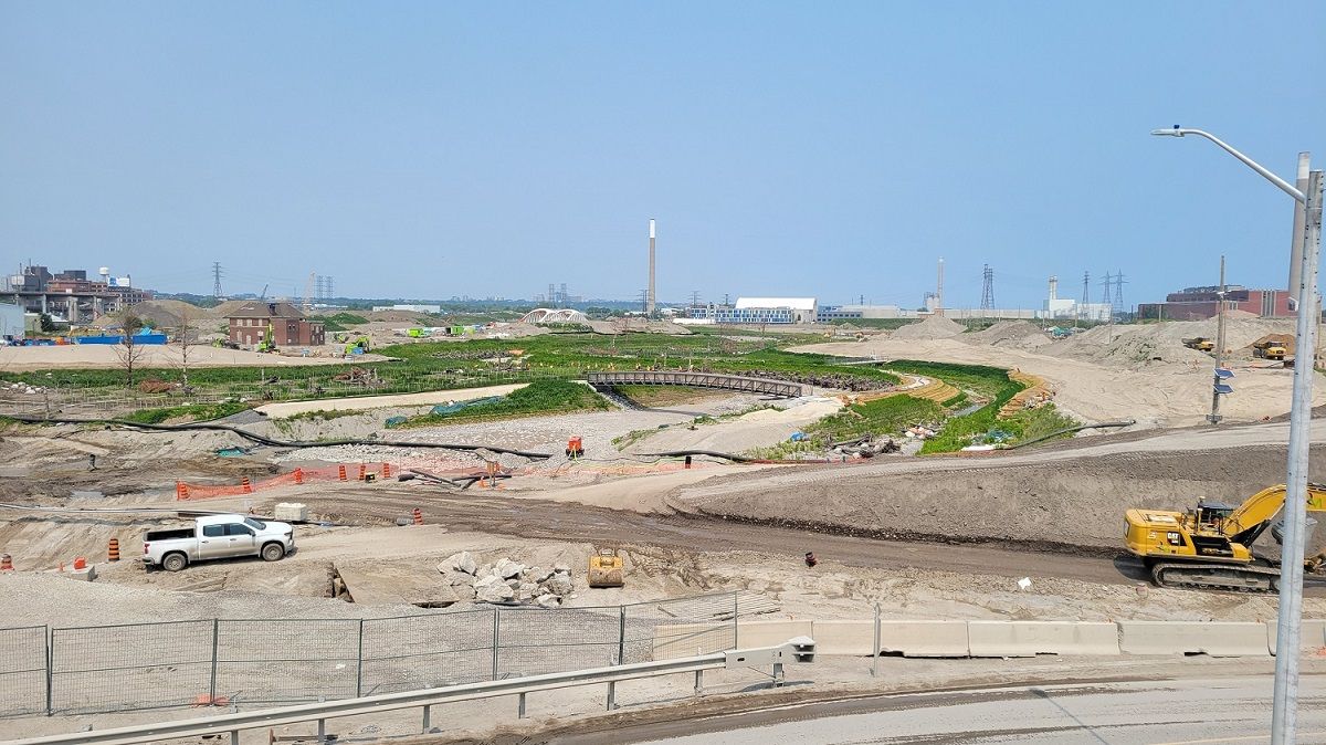 Construction site with tractors