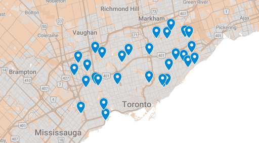 map of events in Toronto