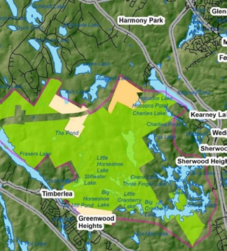 Plan with project zone highlighted in green